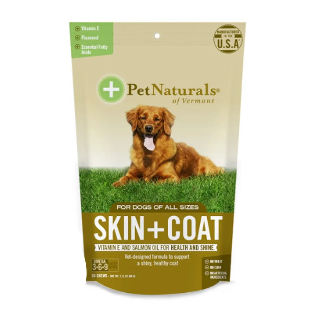 Pet Naturals of Vermont Skin   Coat for Dogs, 30 Chews