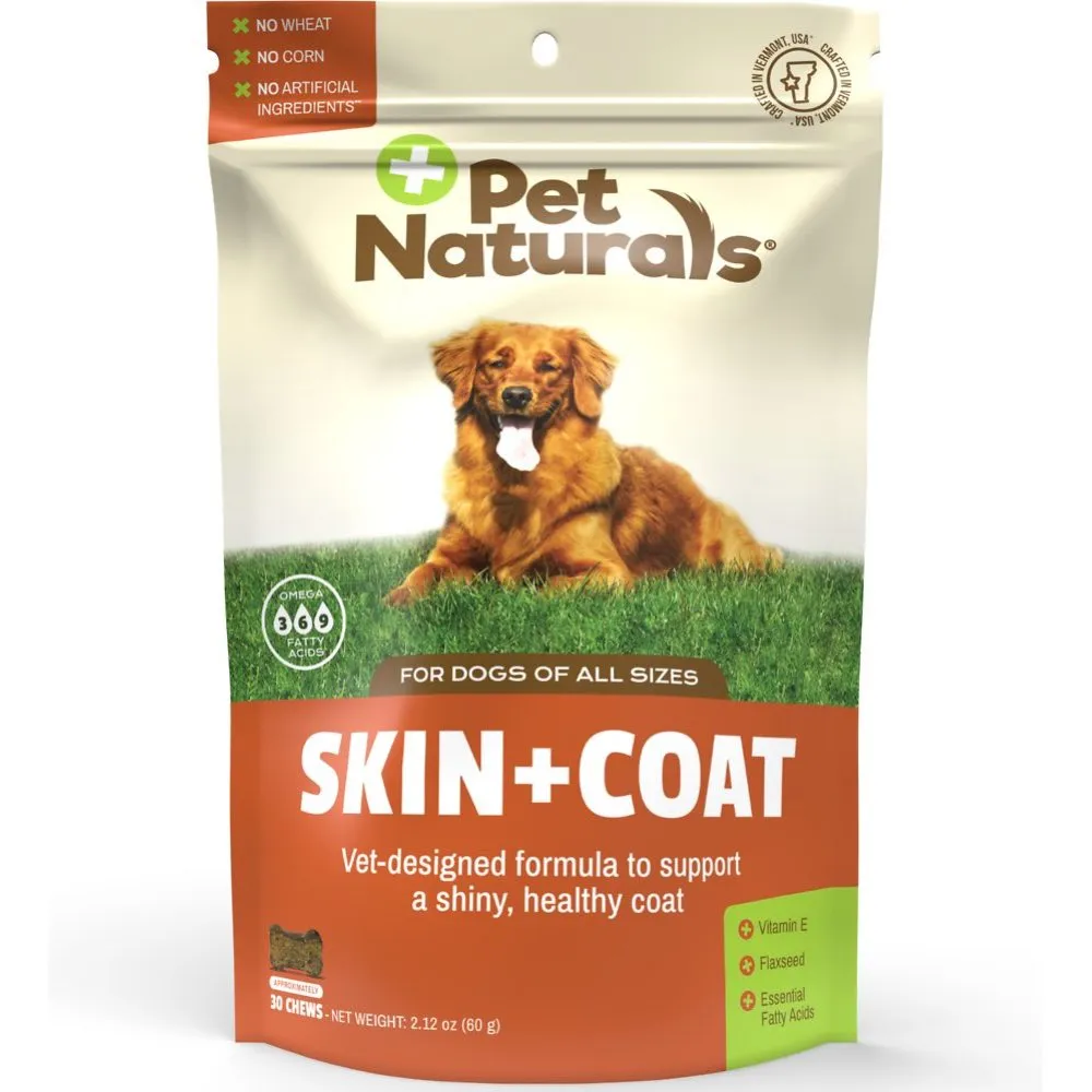 Pet Naturals of Vermont Skin   Coat for Dogs, 30 Chews