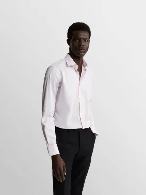 Pink Stretch Twill Super Fitted Single Cuff Classic Collar Shirt