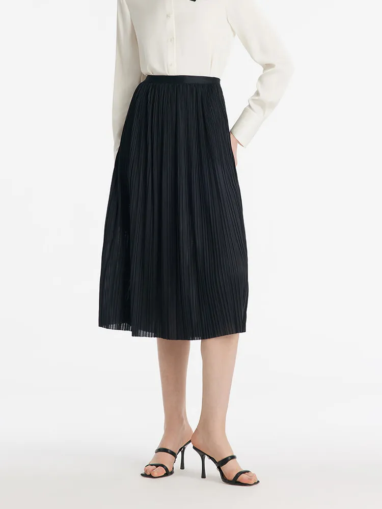 Pleated Women Half Skirt With Elastic Waistband