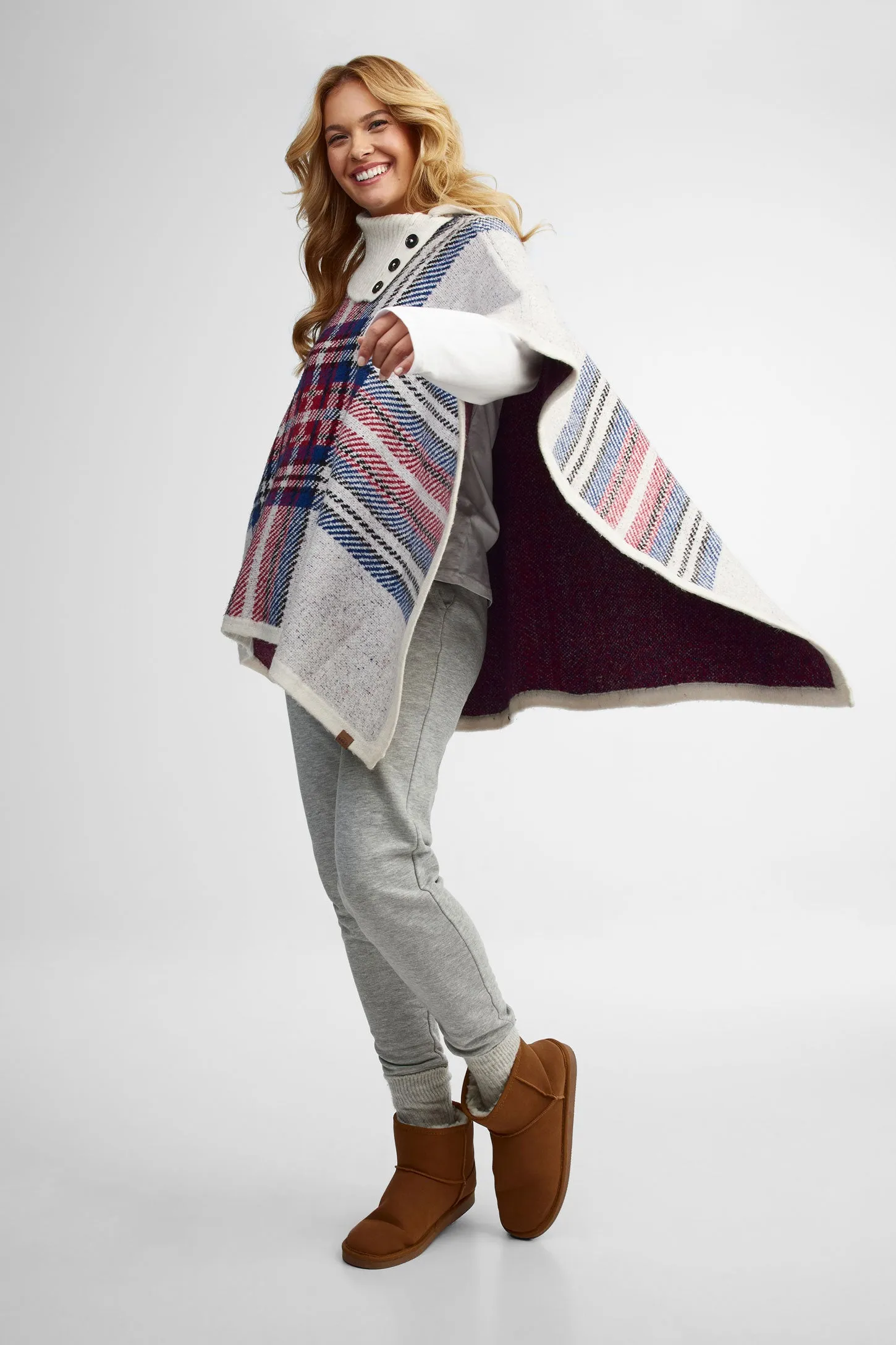 Poncho en tricot imprimé - Femme