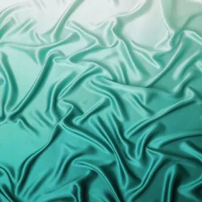 Powder blue to Turquoise blue Premium pure silk satin fabric in ombre design-D15477