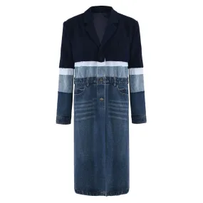 Pre Order:  Spliced Denim Skirt Trench Coat