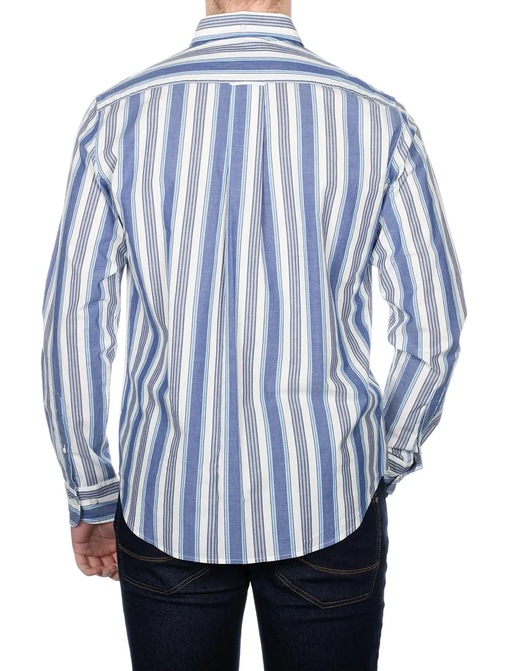 Regular Fit Multistripe Oxford Shirt College Blue