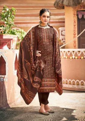 Roli Moli Pashmina Dark Brown Suits Winter Collection