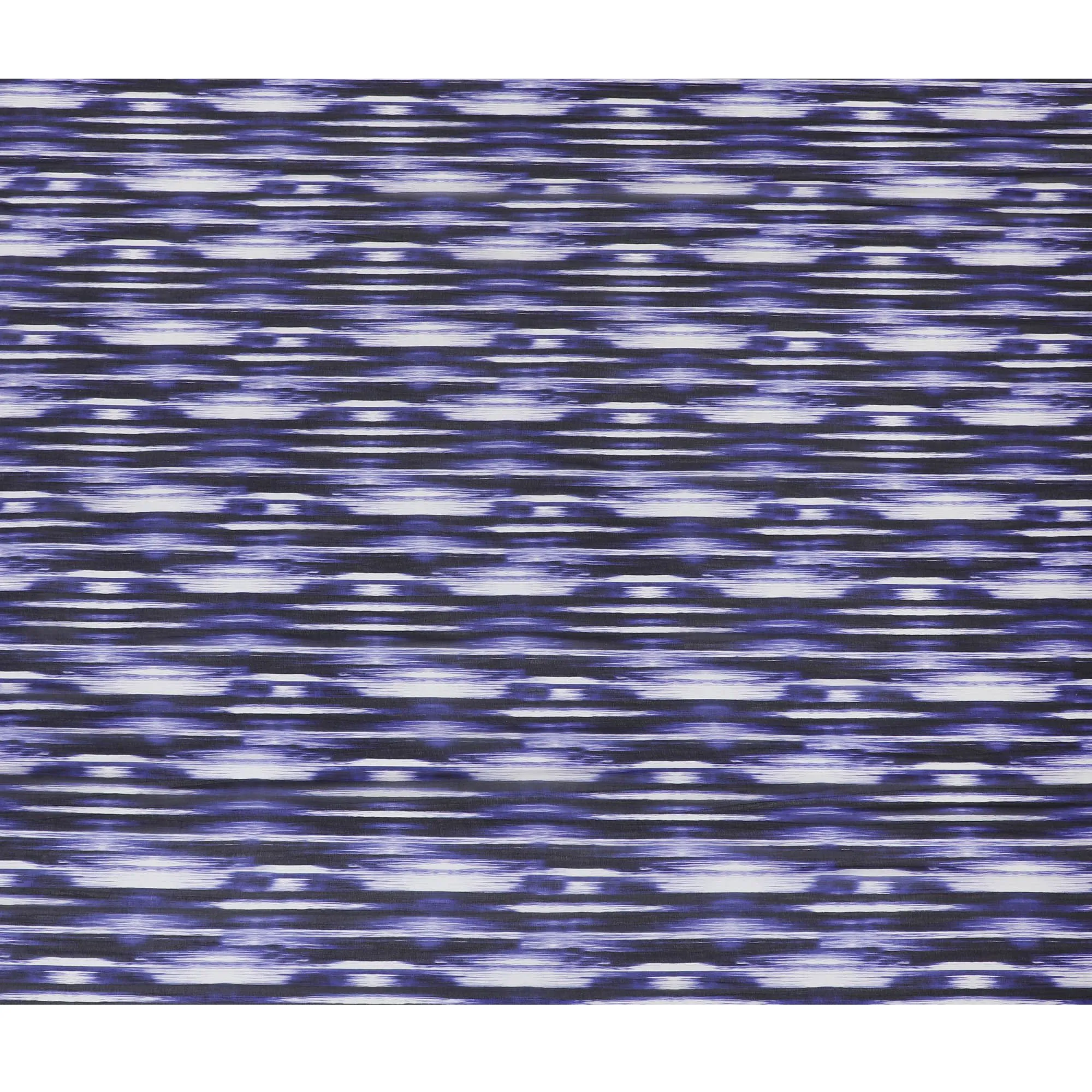 Royal blue Premium pure silk chiffon fabric with grey and black print in stripe design-D16987