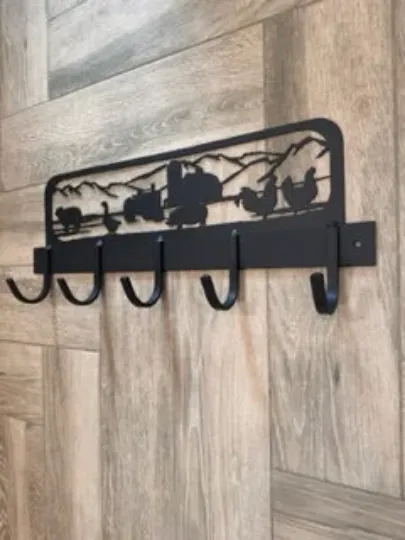 Rustic Farmyard-Themed Handmade Metal Coat Rack