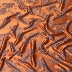 Rusty orange premium pure burnout silk chiffon fabric in floral design-D13113