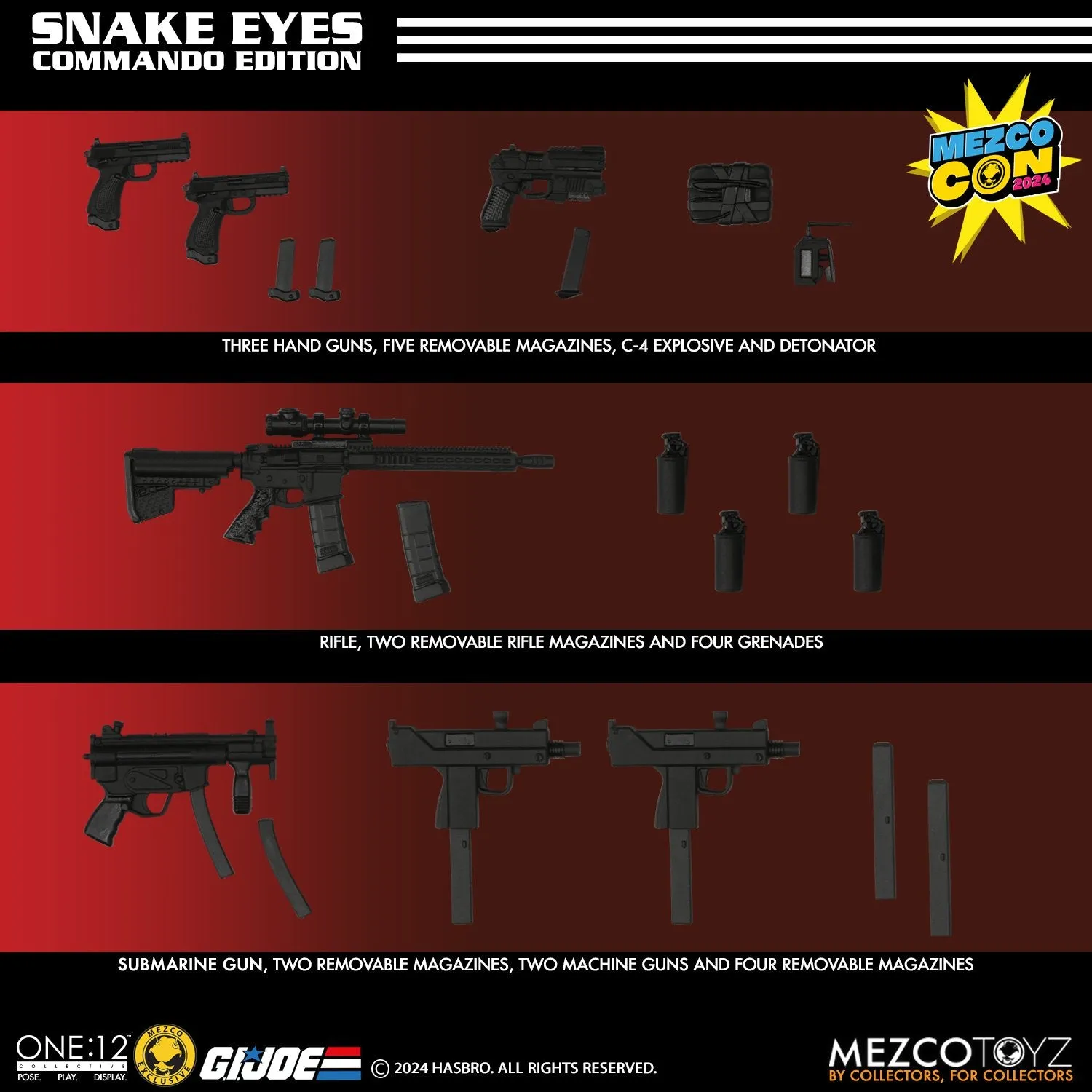 SDCC 2024 Mezco Toyz ONE:12 Collective: G.I. Joe: Snake Eyes Commando Edition Exclusive Action Figure