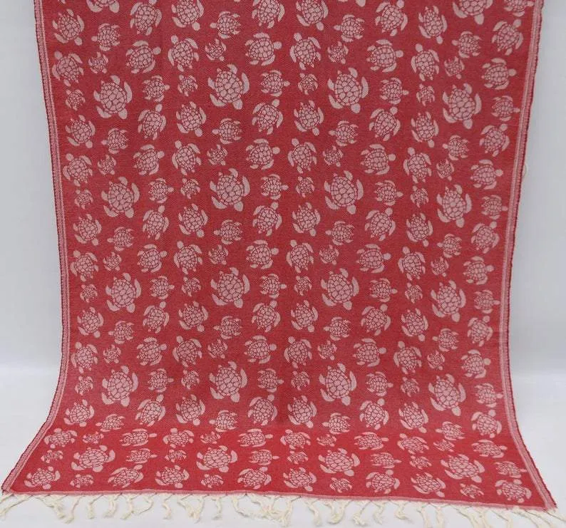 Sea Turtle Red 100% Cotton Towel