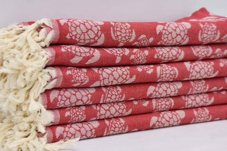 Sea Turtle Red 100% Cotton Towel