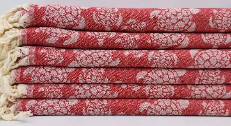 Sea Turtle Red 100% Cotton Towel