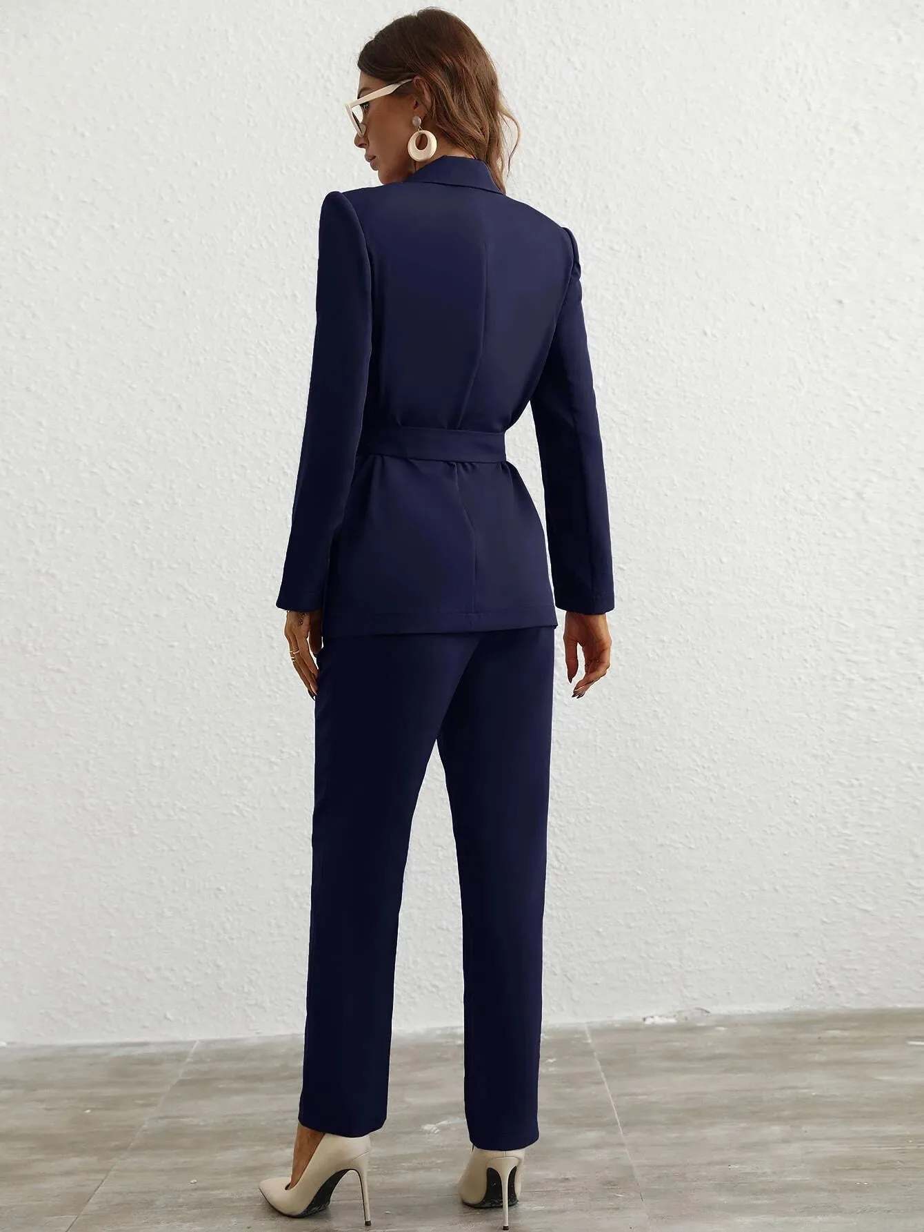 SHEIN Privé Single Button Belted Blazer & Tailored Pants