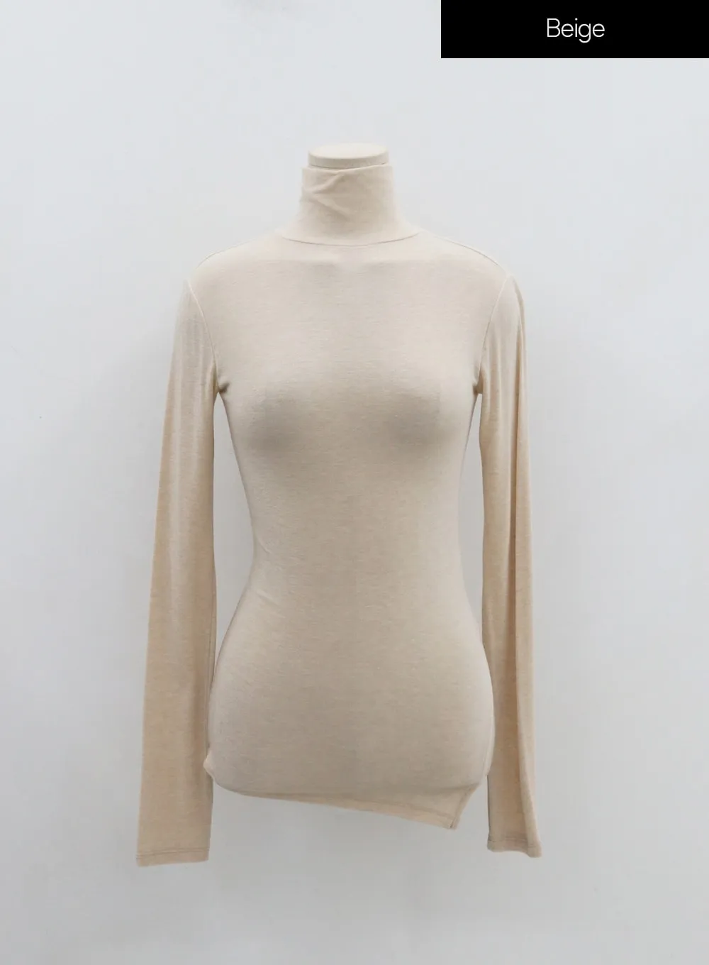 Side Cut Turtleneck Long Sleeve T-Shirt IO31