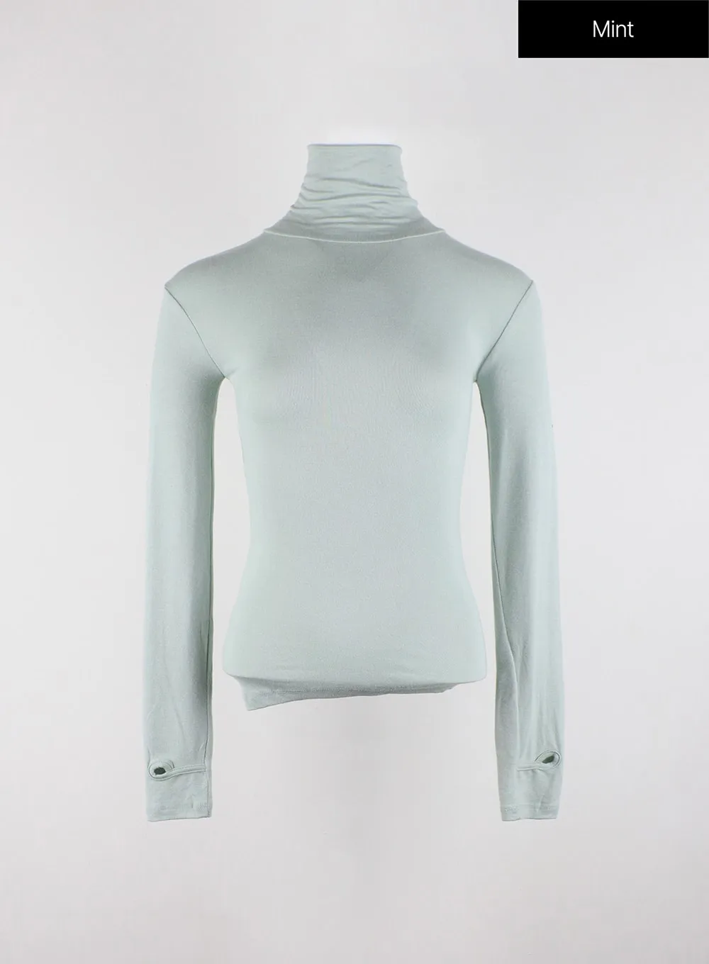 Slim Fit Turtleneck Top with Thumb Hole Sleeve OD327