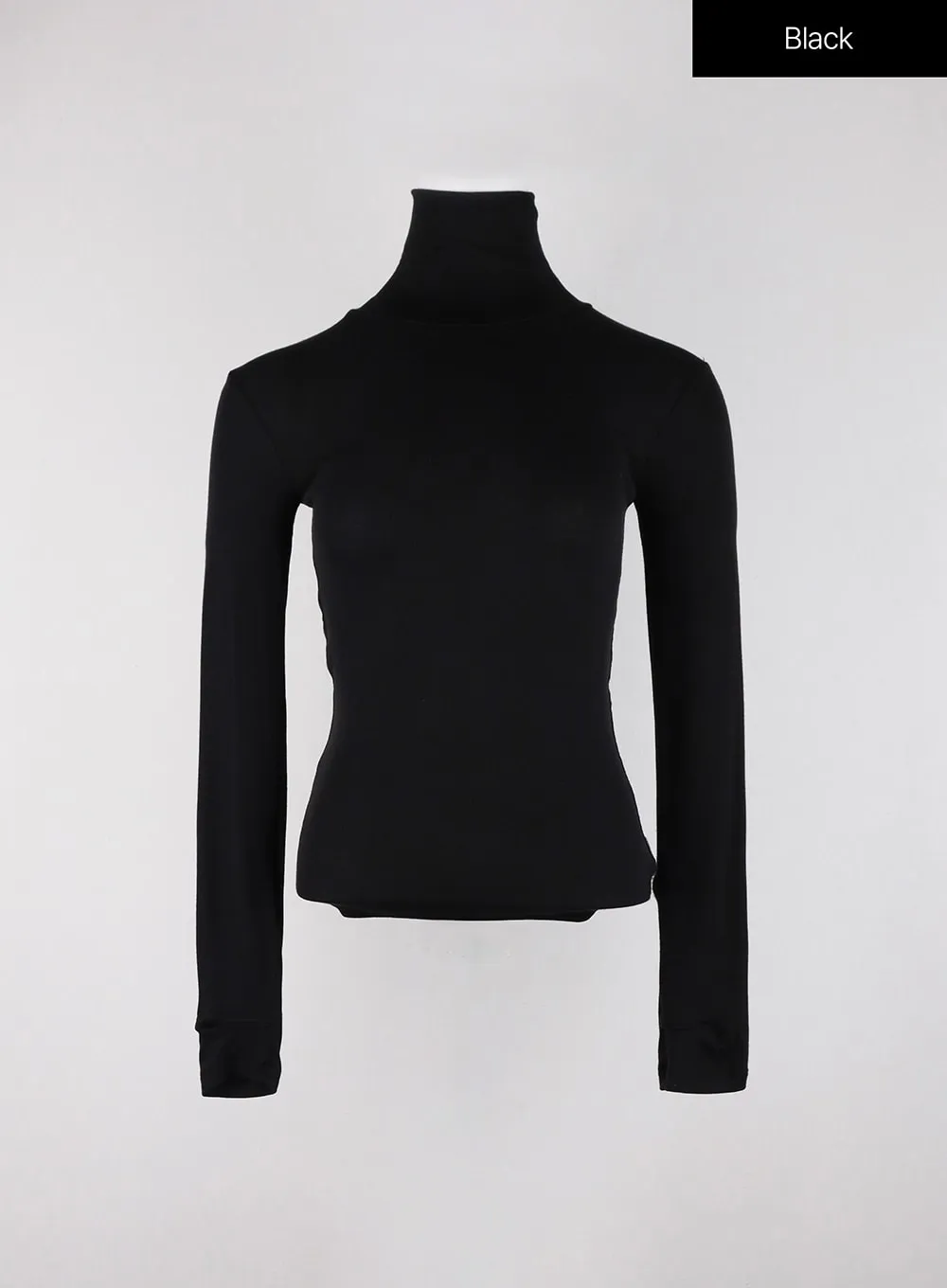 Slim Fit Turtleneck Top with Thumb Hole Sleeve OD327