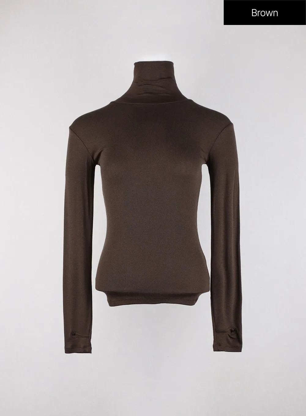 Slim Fit Turtleneck Top with Thumb Hole Sleeve OD327