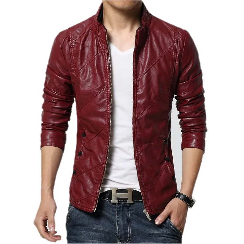 Solid Faux Leather Zipper Jacket