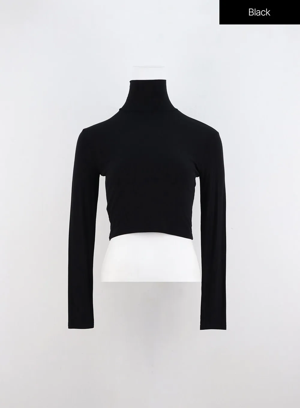 Solid Long Sleeve Turtleneck Crop IO320