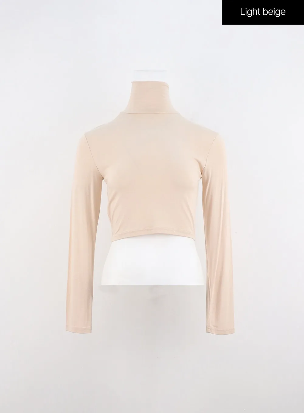 Solid Long Sleeve Turtleneck Crop IO320