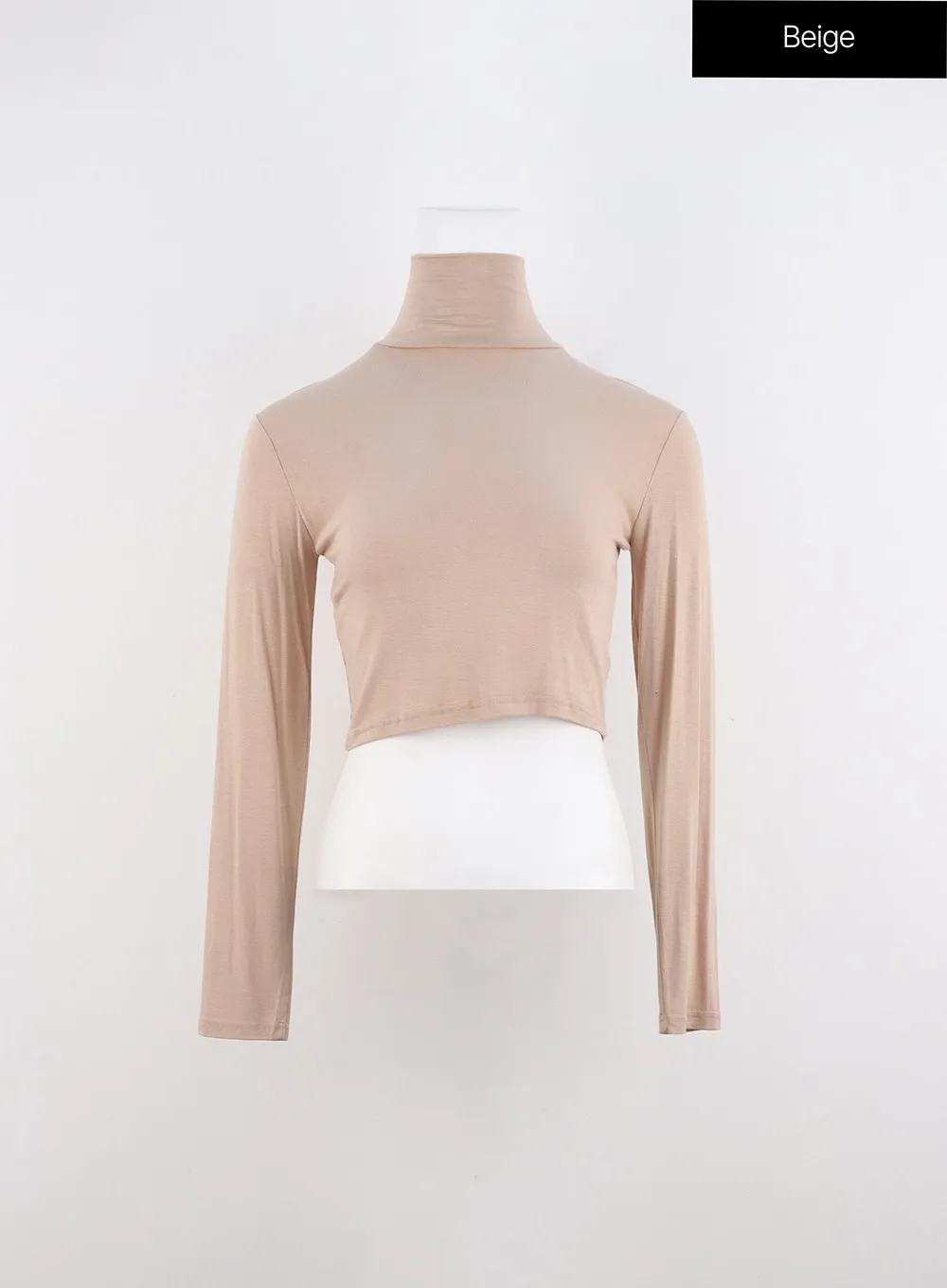 Solid Long Sleeve Turtleneck Crop IO320