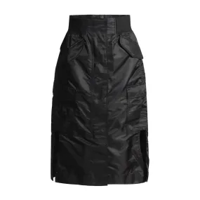 Solid Split Midi Skirt For Women High Waist A Line Patchwork Pockets Streetwear Long Skirts Female Clothing Fashion