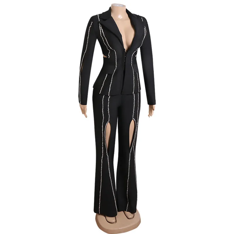 Star Studded Women's Fancy Pantsuit Drama | Suit Coat | Dressy Pantsuit | Two piece outfit set