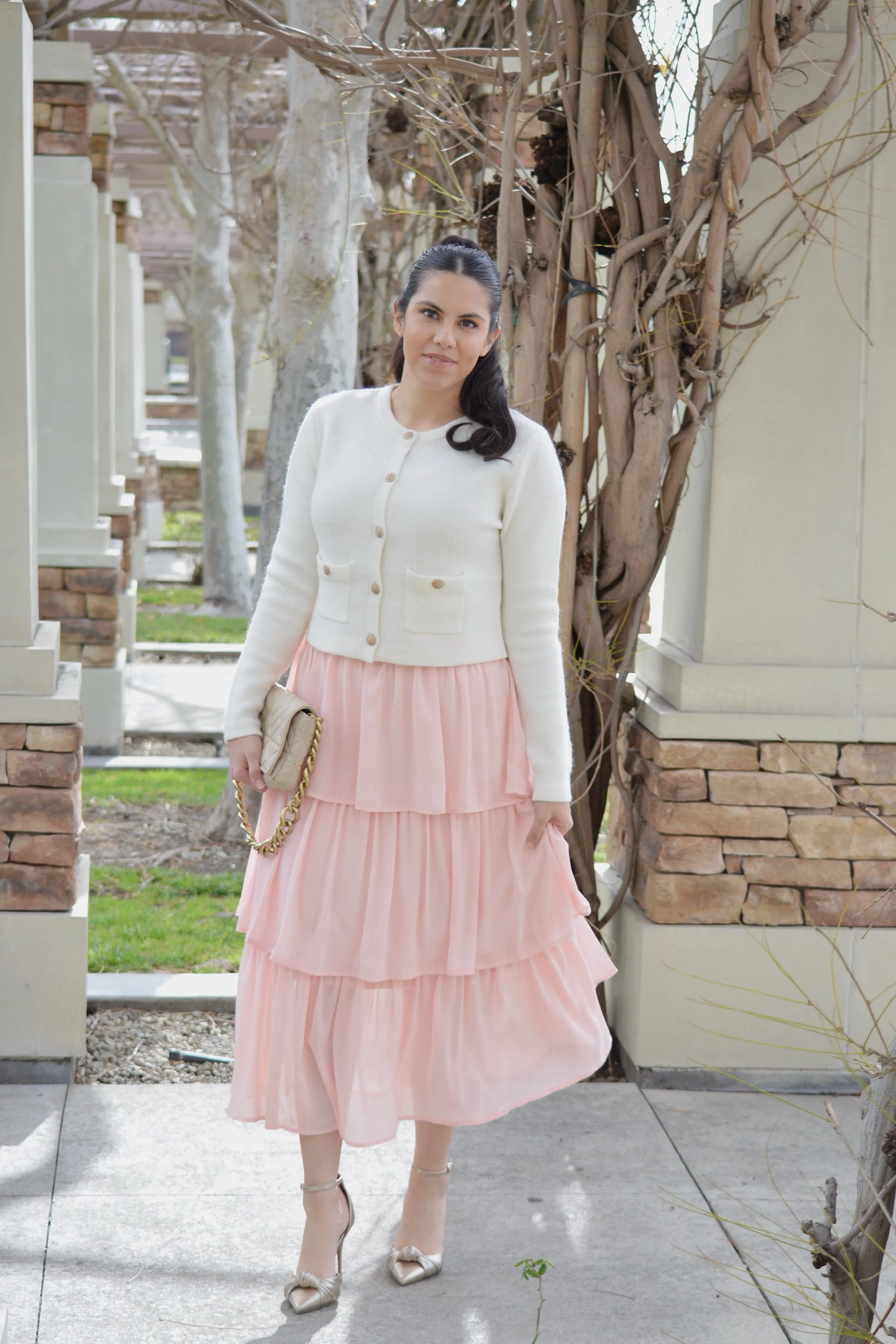 Tara Blush Ruffled Skirt