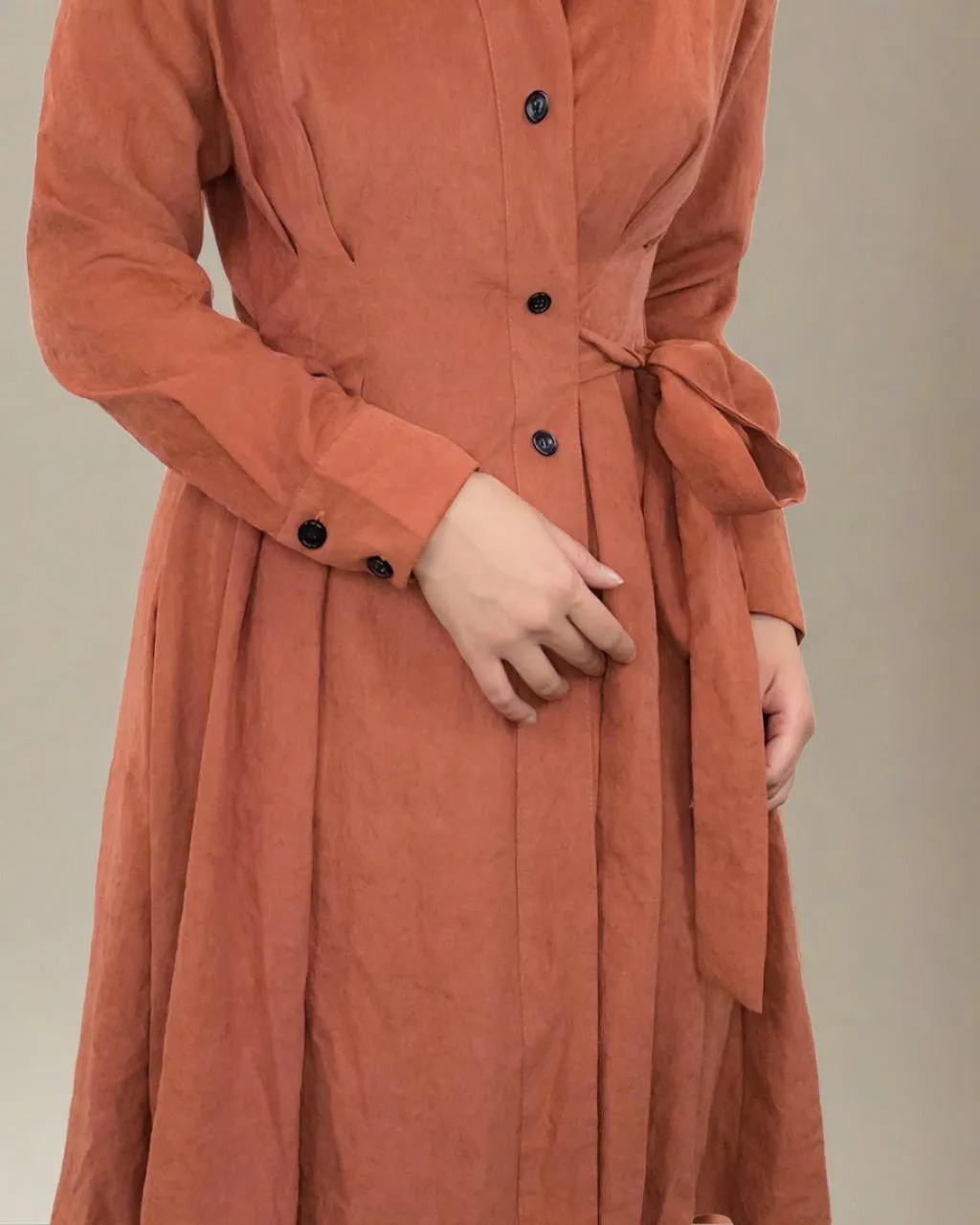 Tazia Orange Long Sleeve Wrap Dress