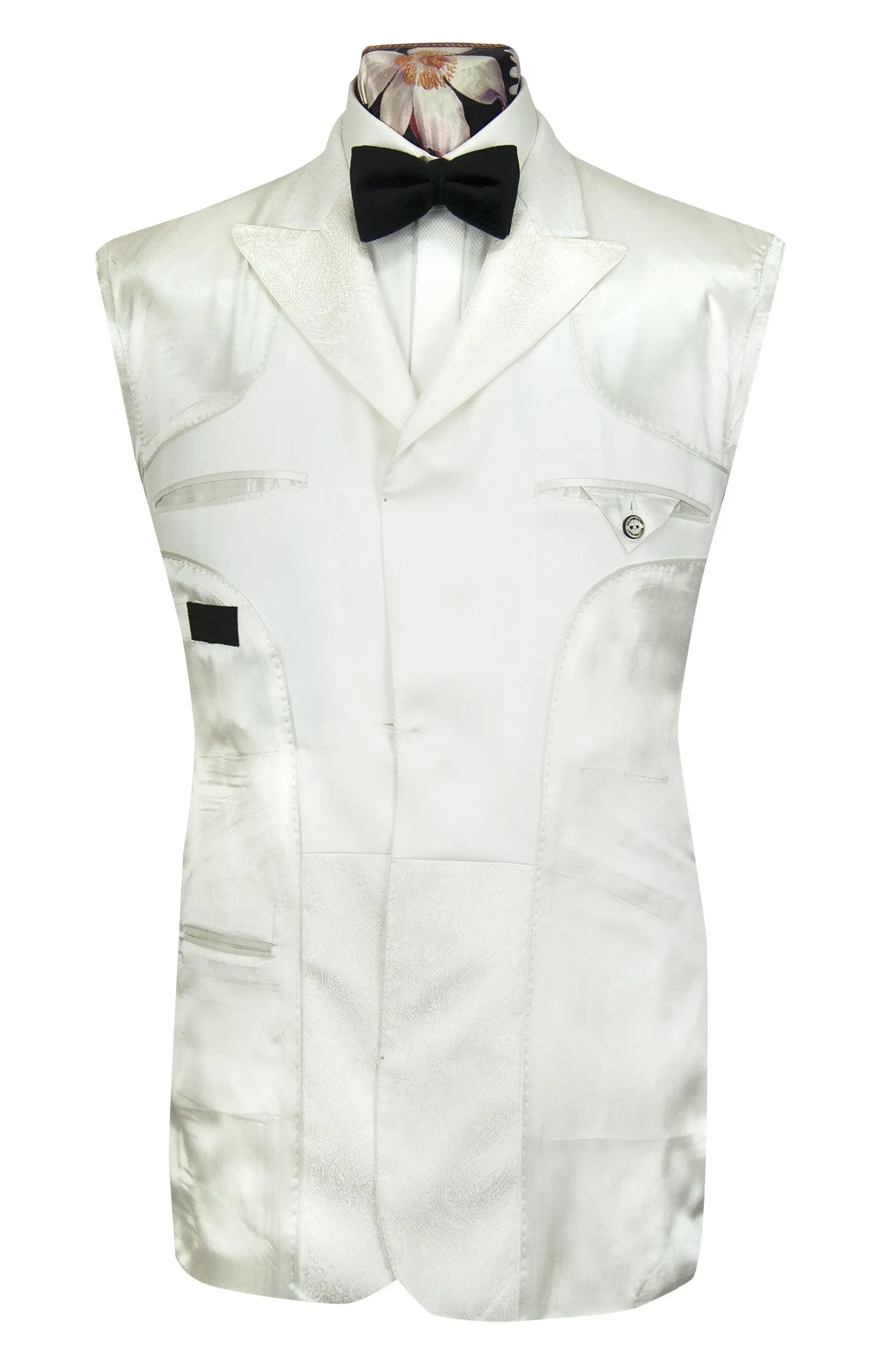 The Connery Alabaster White Dinner Jacket with Subtle Paisley Design