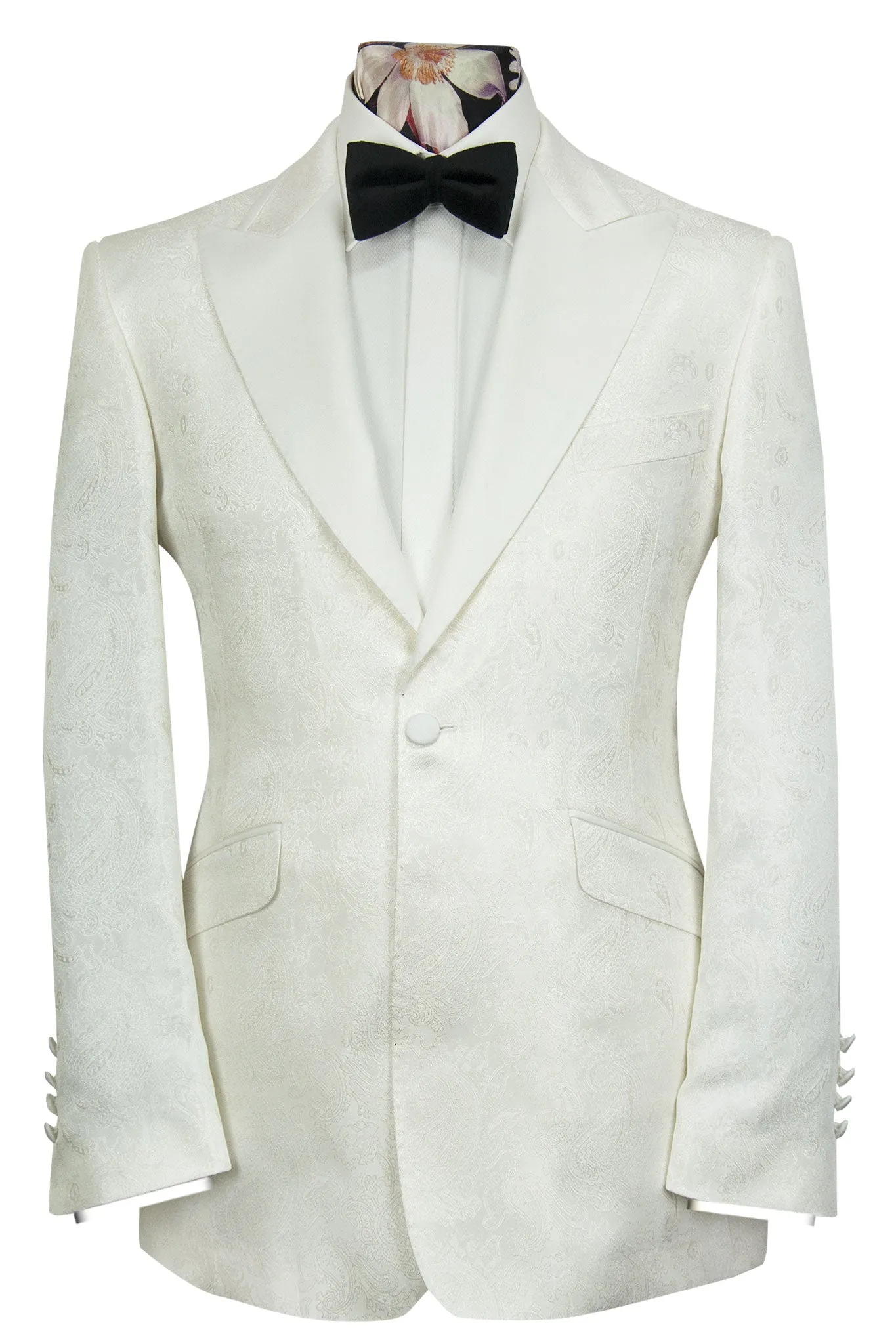 The Connery Alabaster White Dinner Jacket with Subtle Paisley Design