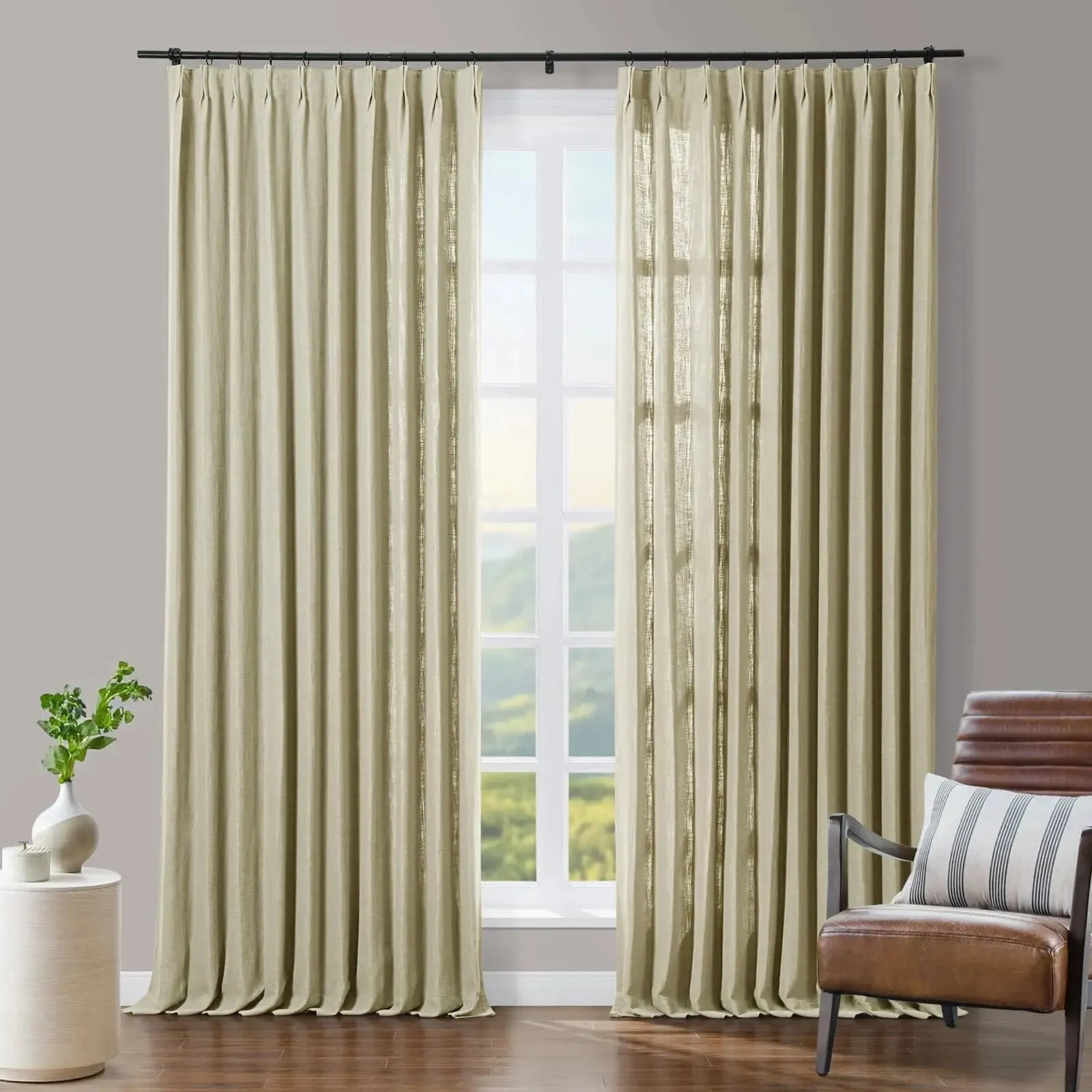 Tia Custom Linen Curtain Pleated