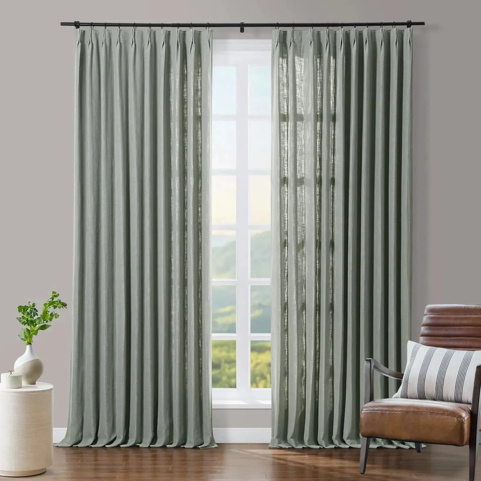 Tia Custom Linen Curtain Pleated