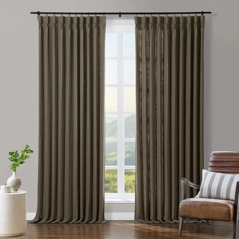 Tia Custom Linen Curtain Pleated