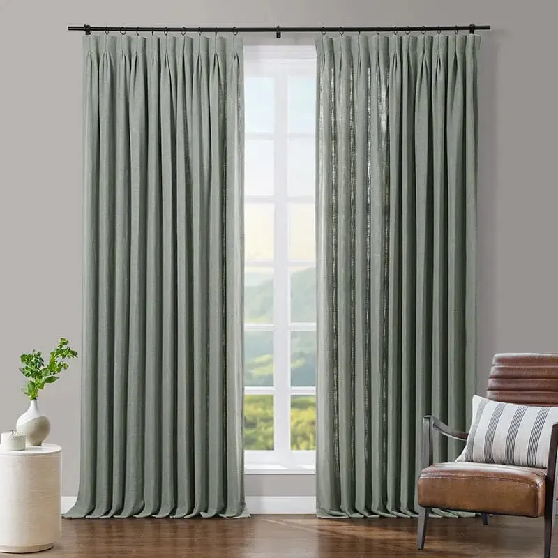 Tia Custom Linen Curtain Pleated