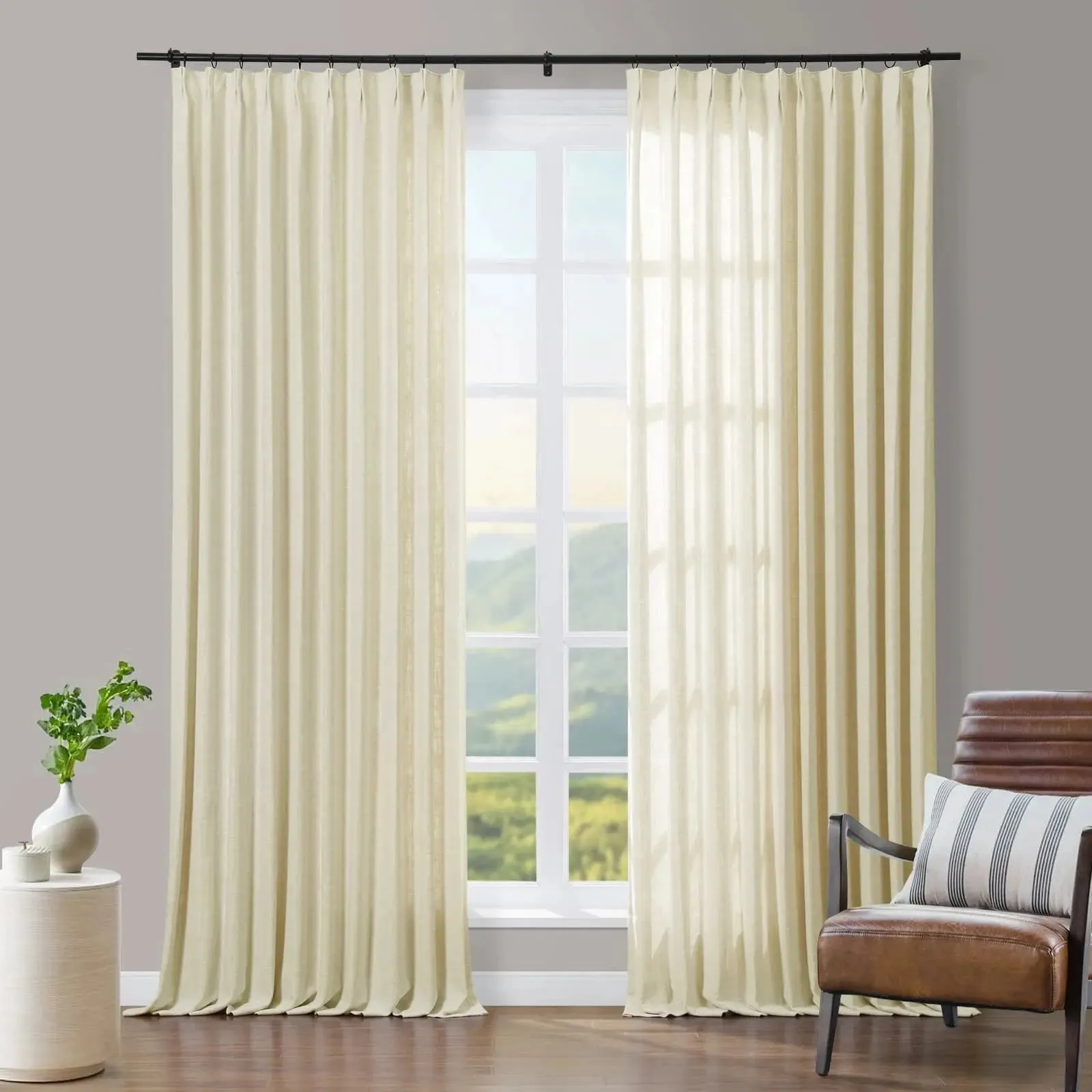 Tia Custom Linen Curtain Pleated