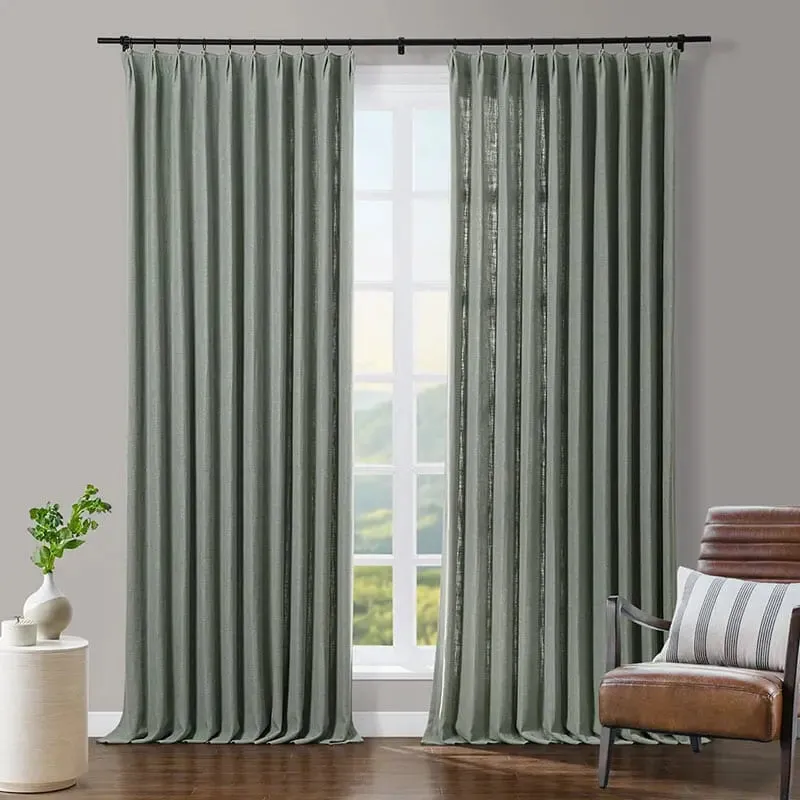 Tia Custom Linen Curtain Pleated