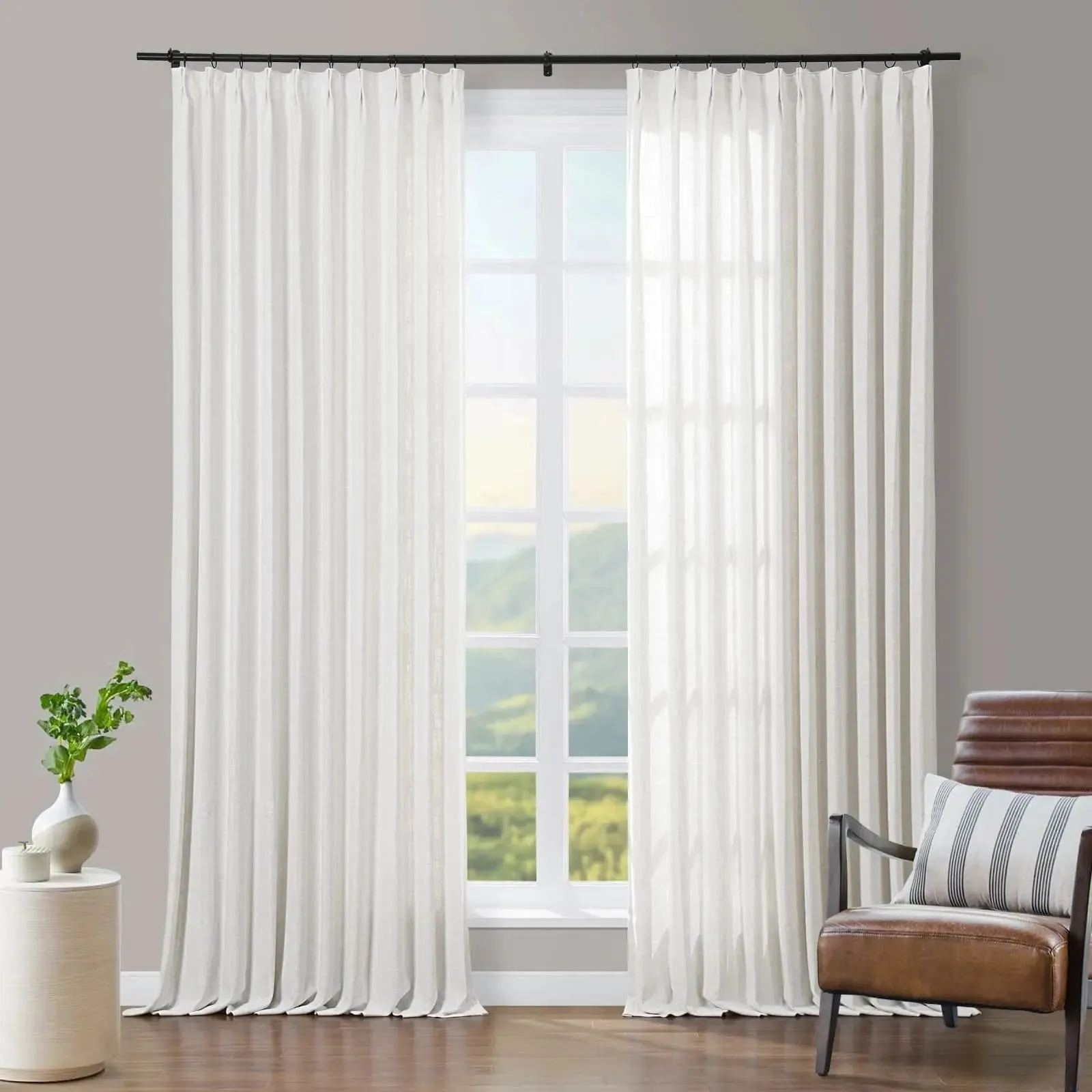 Tia Custom Linen Curtain Pleated