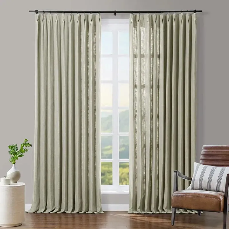 Tia Custom Linen Curtain Pleated