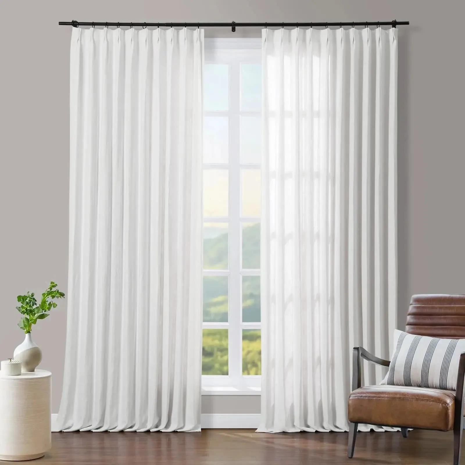 Tia Custom Linen Curtain Pleated