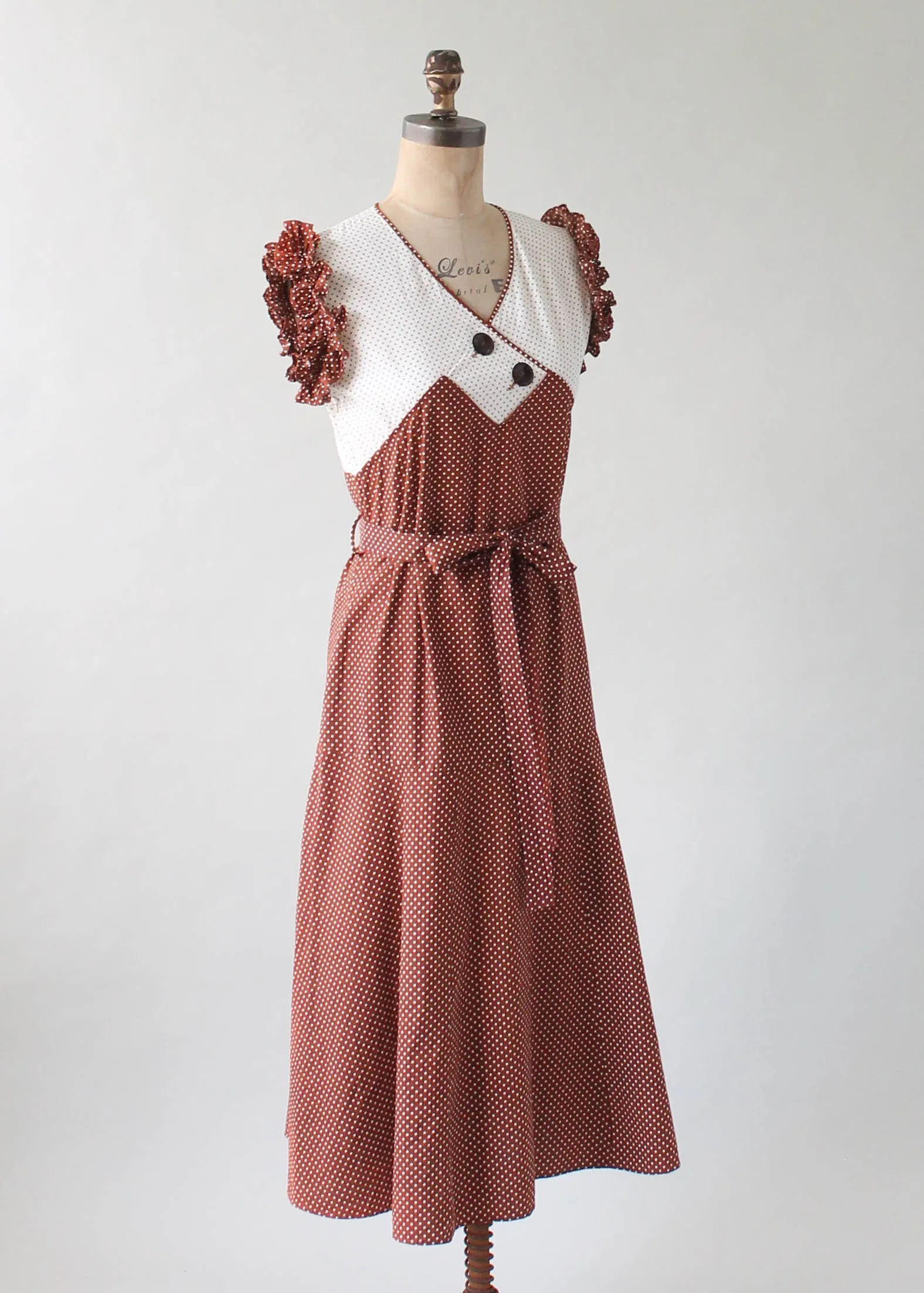 Vintage 1930s Polka Dot Cotton Day Dress