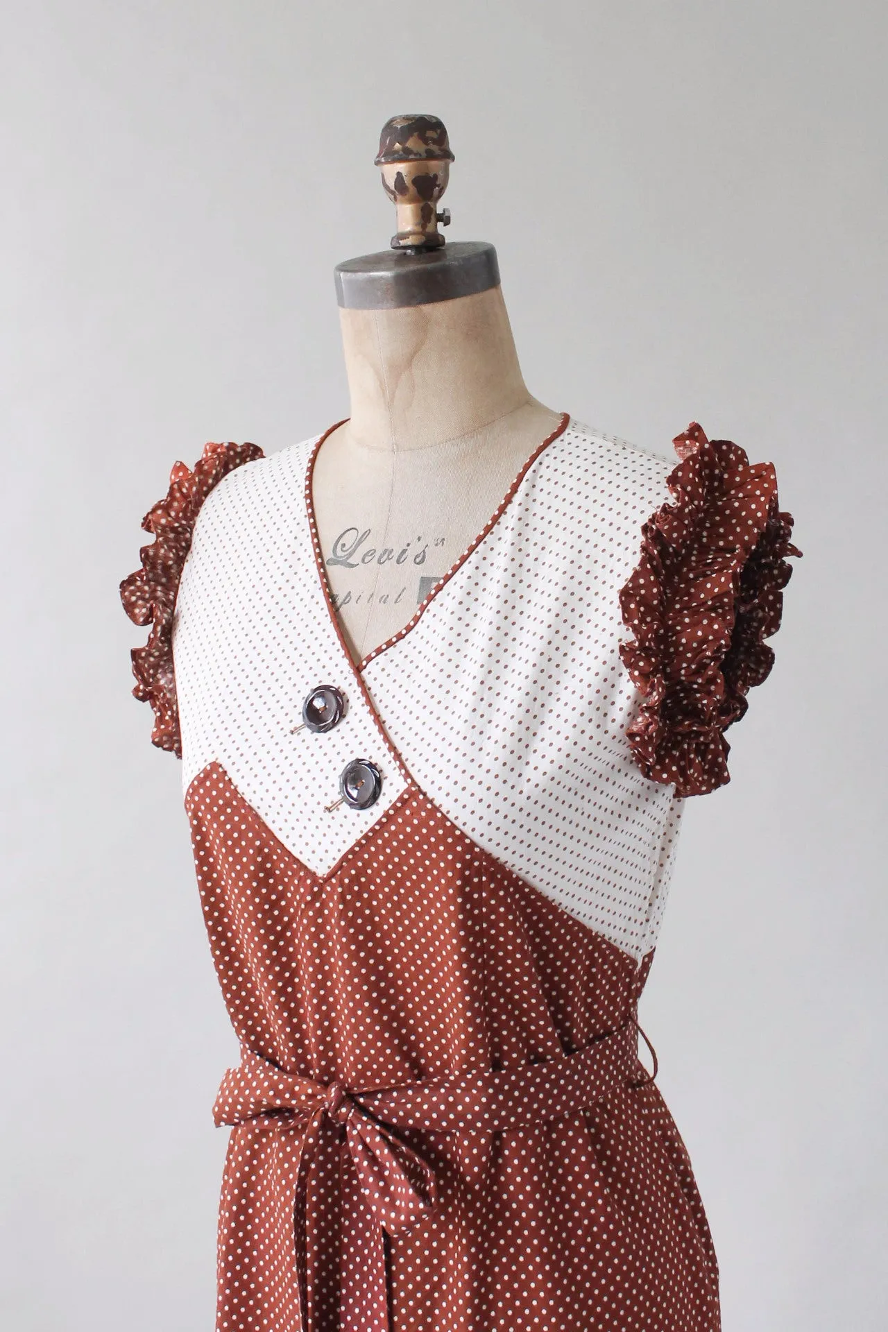 Vintage 1930s Polka Dot Cotton Day Dress