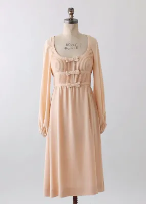 Vintage 1970s Albert Nipon Nude Silk Dress