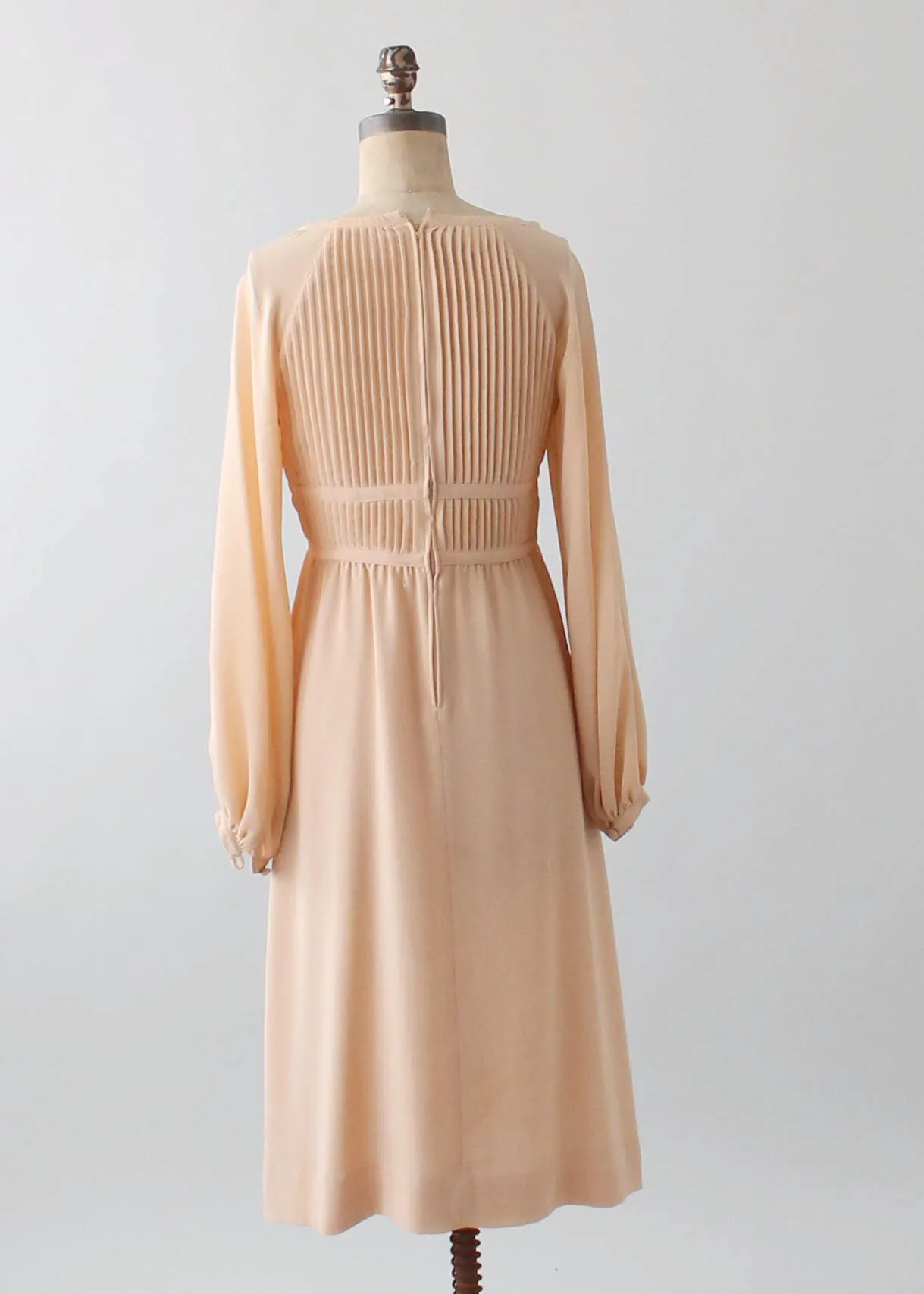 Vintage 1970s Albert Nipon Nude Silk Dress