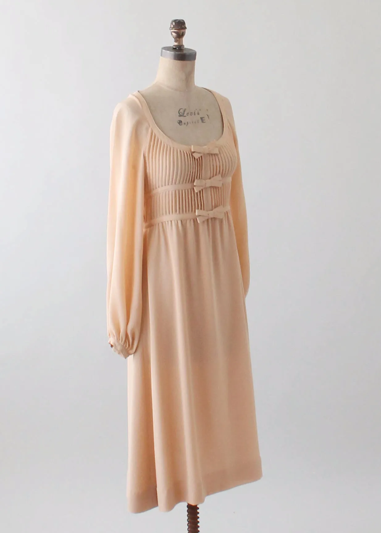 Vintage 1970s Albert Nipon Nude Silk Dress