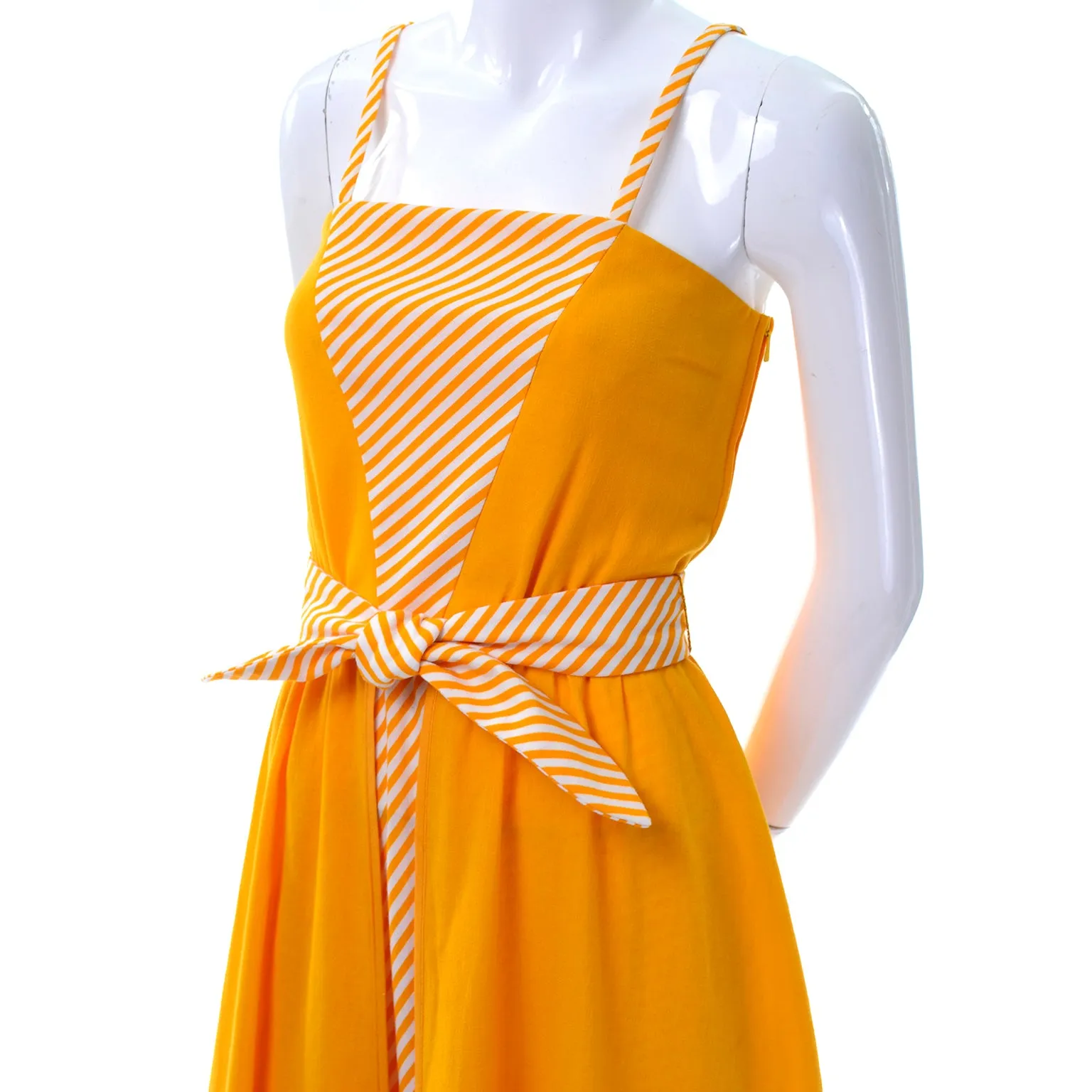 Vintage Lanvin Dress Dead Stock in Orange Yellow Marigold Cotton W Tag