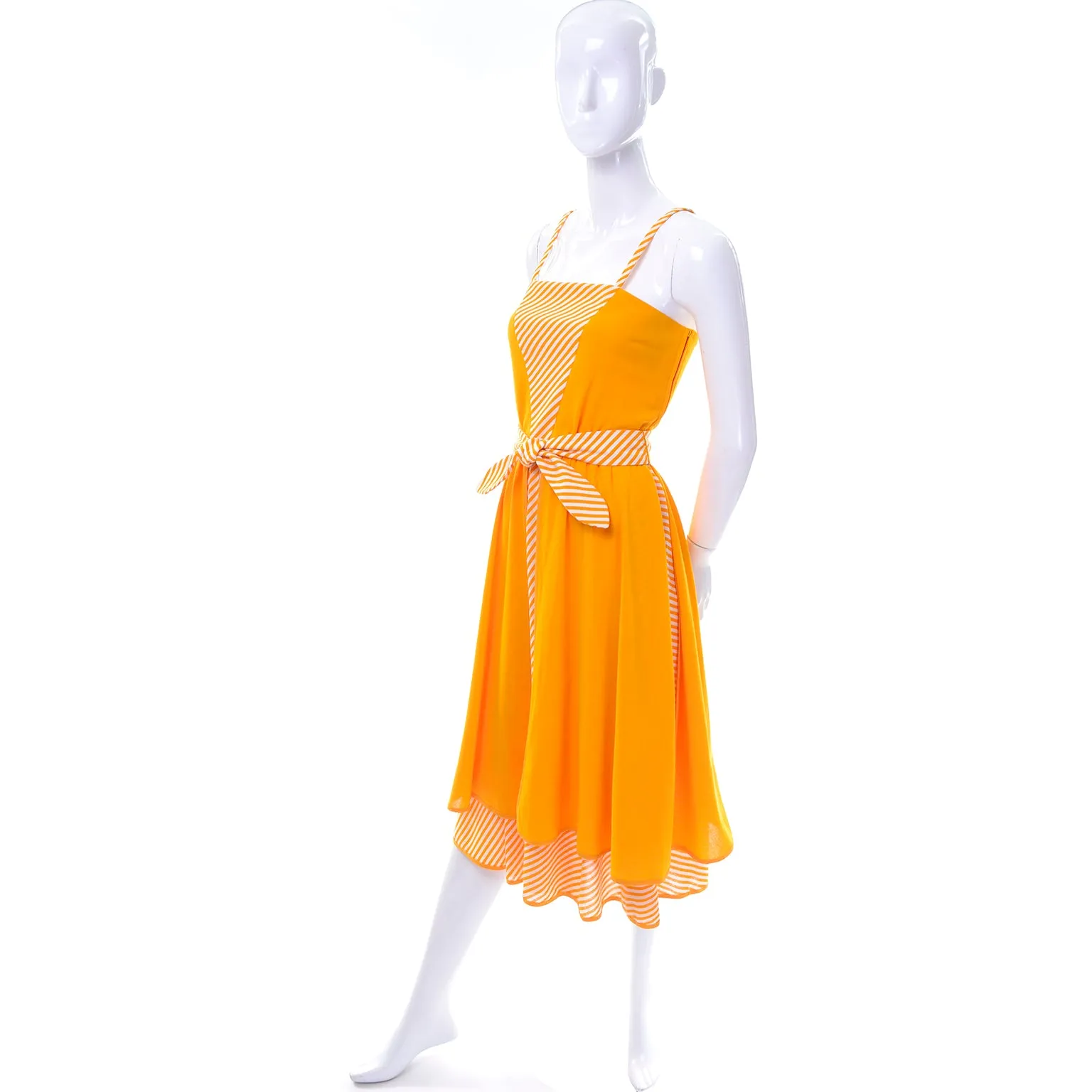 Vintage Lanvin Dress Dead Stock in Orange Yellow Marigold Cotton W Tag