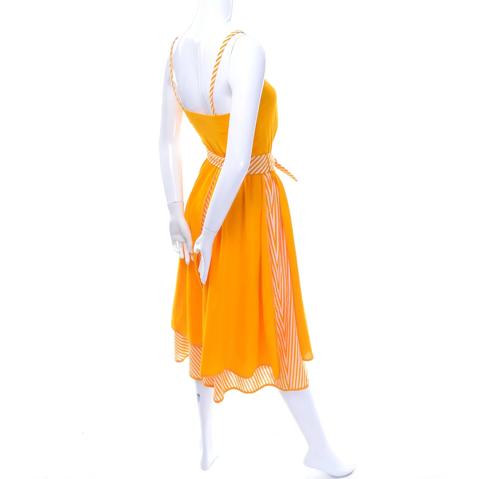 Vintage Lanvin Dress Dead Stock in Orange Yellow Marigold Cotton W Tag