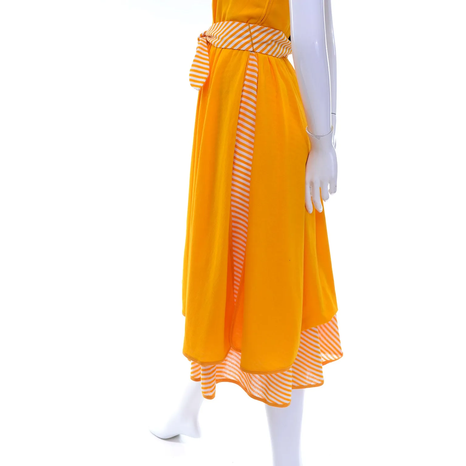 Vintage Lanvin Dress Dead Stock in Orange Yellow Marigold Cotton W Tag