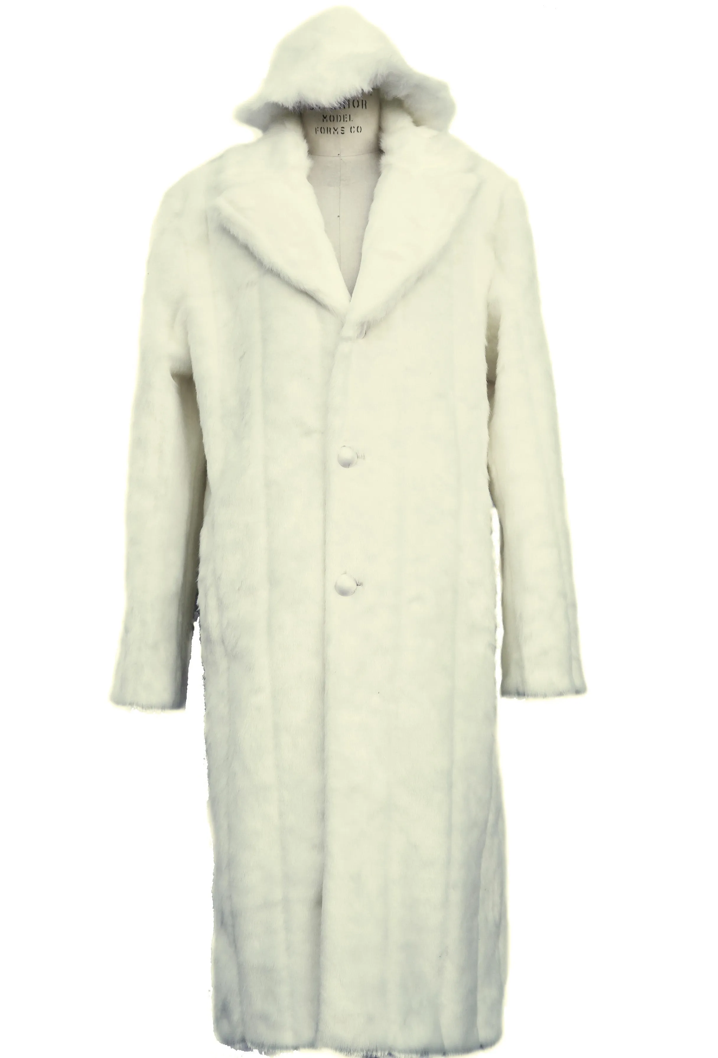 WINTER SPECIAL: FREE FUR HAT   Faux Arctic Fur Coat Buttoned 1pc Long Zoot Suit - Off White